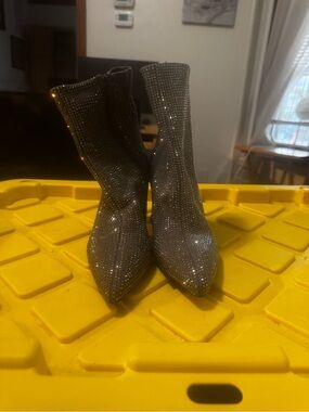 Target Silver Crystal Pointed-Toe Ankle Booties